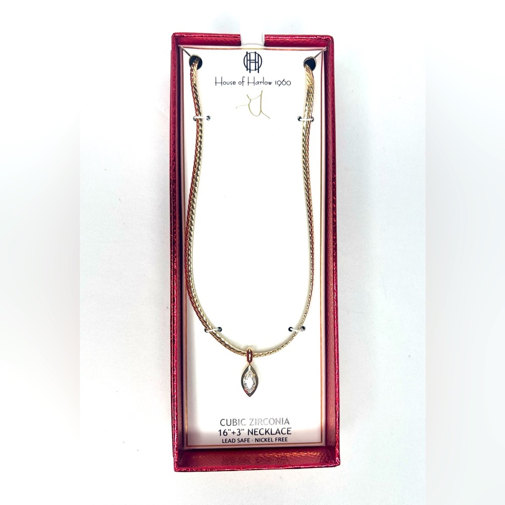 House of Harlow 1960 Gold and Cubic Zirconia Necklace